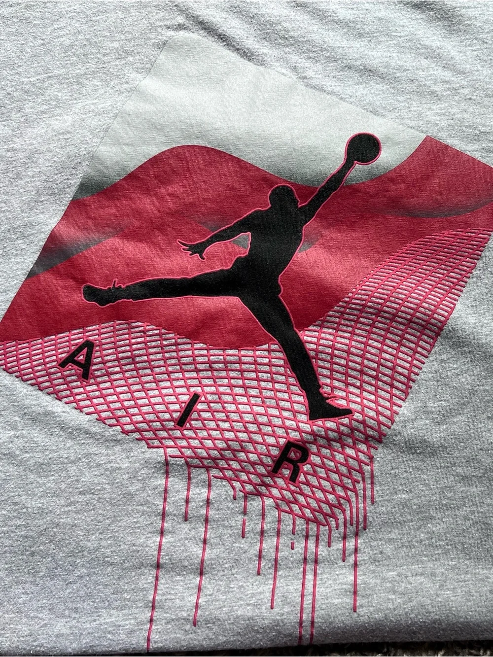 Jordan Grey Tee with Red Graphic and Black Jumpman